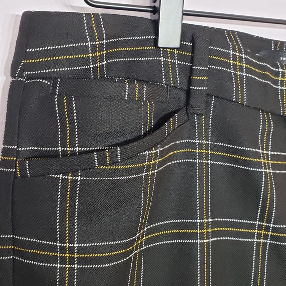 NWT WHBM Slim Ankle Pant Size 10 Black, White, Marigold Plaid - Picture 5 of 14